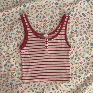 red and white ribbed tank top